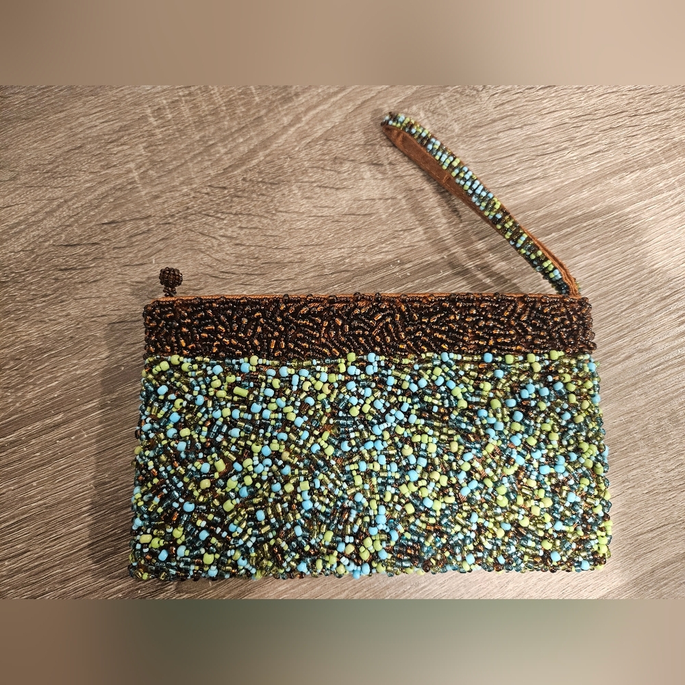 Beaded Clutch with Wrist Strap